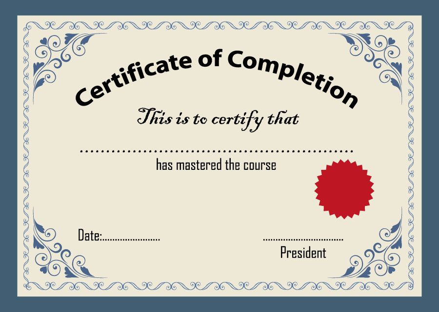 Certificate of Completion.