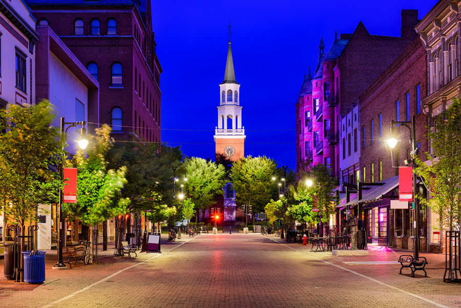 Church Street in Burlington, Vermont.