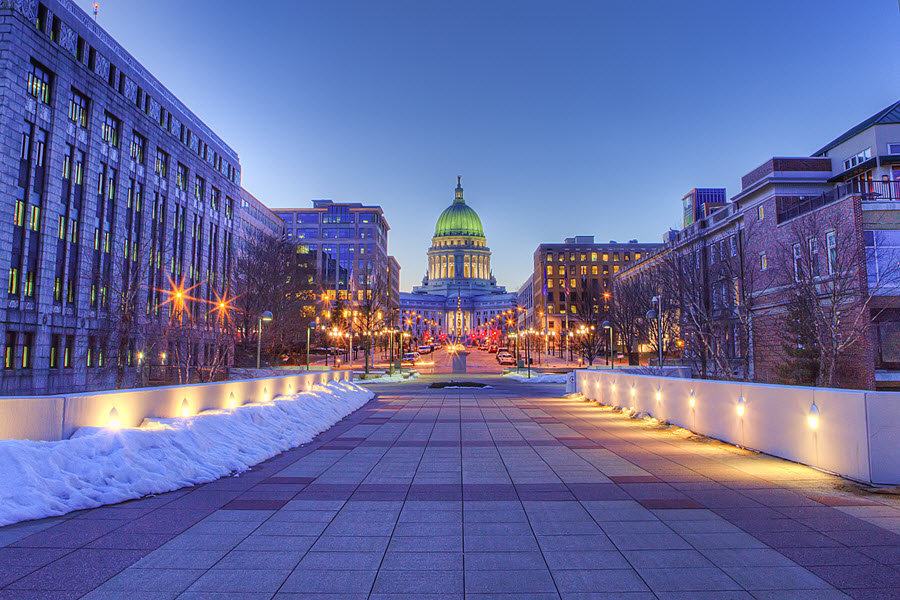 State Capitol Building in Madison, Wisconsin.