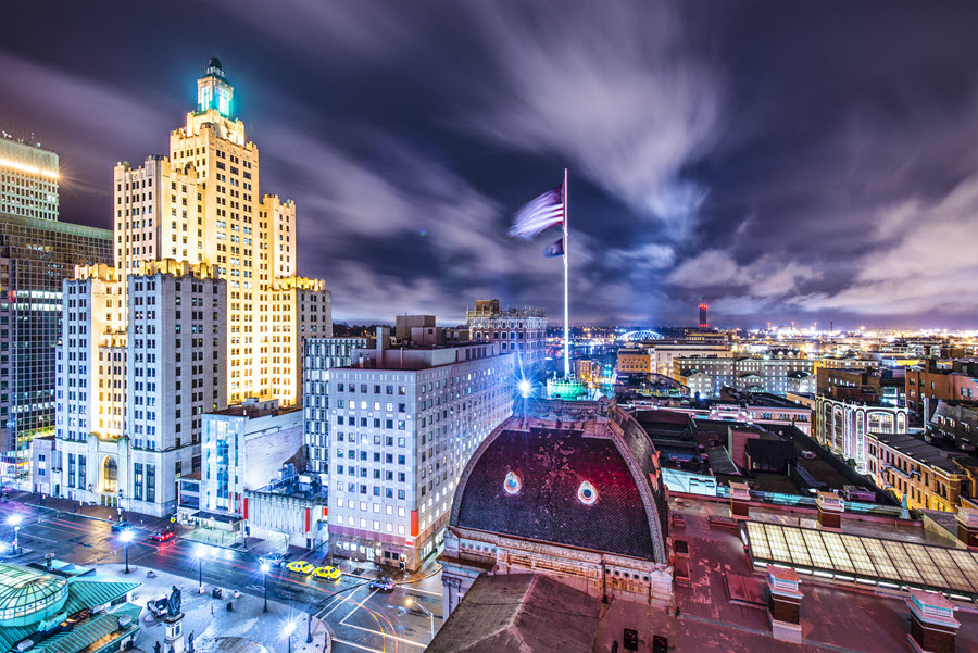 Providence at Night, from City Hall.